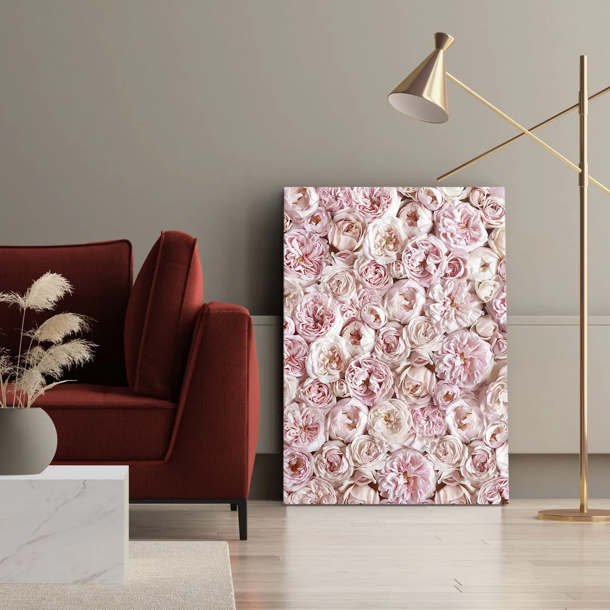 Quadro em tela - Uma cama de rosas - 45x80 cm