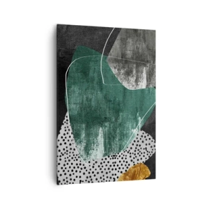 Quadro em tela - Abstração colorida com folha de ouro - 70x100 cm