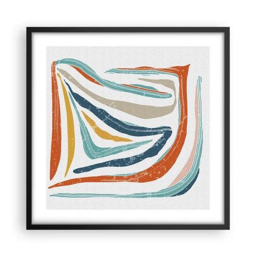 Pôster com moldura preta - Abstração com um sorriso amigável - 50x50 cm