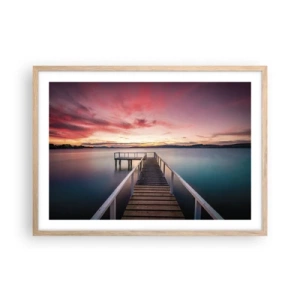 Pôster com moldura de carvalho claro - A chama suave da noite - 70x50 cm