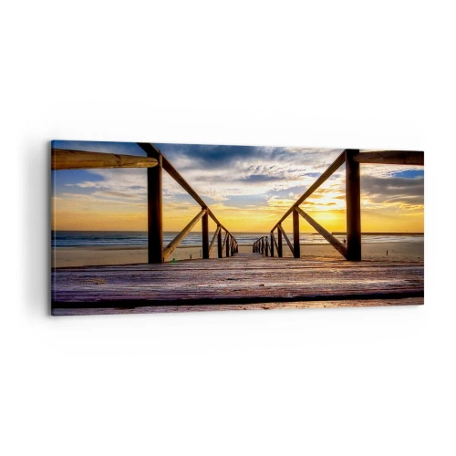 Quadro em tela - Direto para a praia tranquila ao pôr do sol - 120x50 cm
