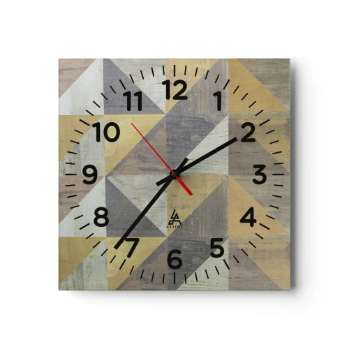 Relógio de parede - Relógio em vidro - Em ângulo com um triângulo - 40x40 cm