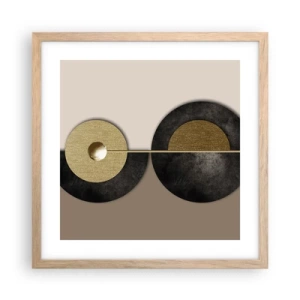 Pôster com moldura de carvalho claro - Variações ao redor do círculo - 40x40 cm