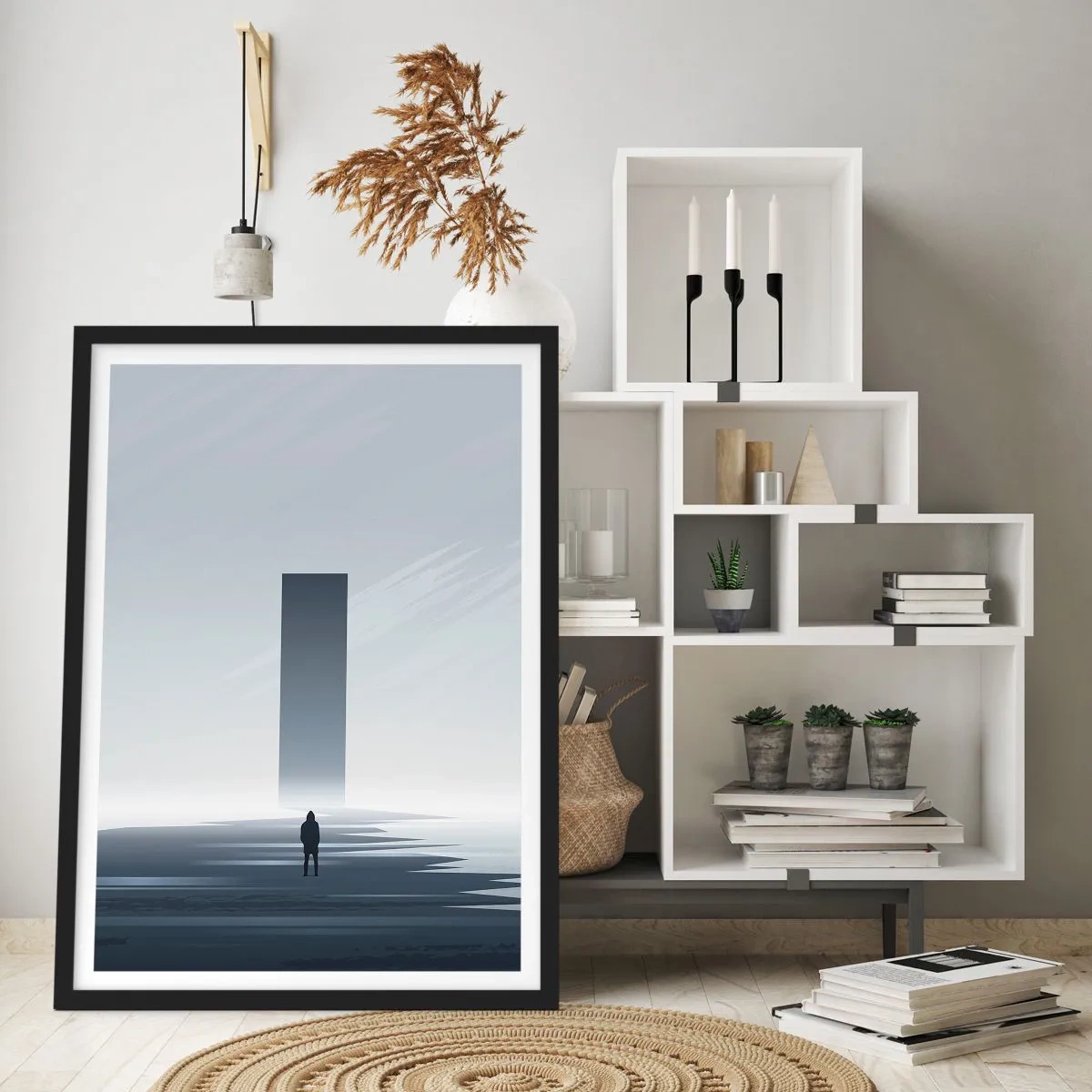 Pôster com moldura preta - Oportunidade ou ameaça? - 70x100 cm