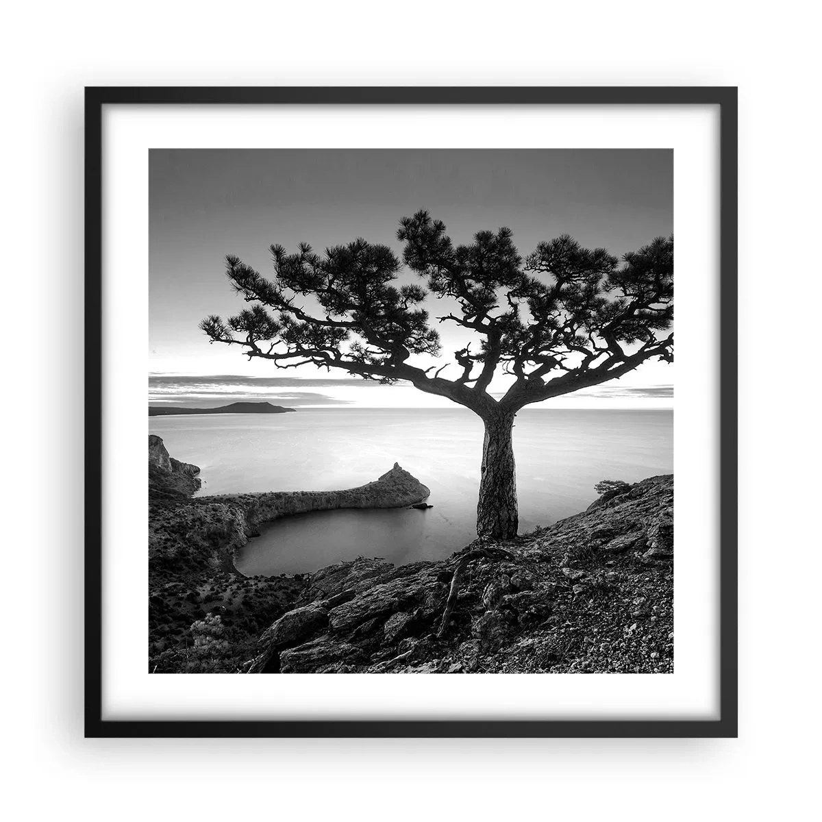 Pôster com moldura preta - Paz até ao horizonte - 50x50 cm