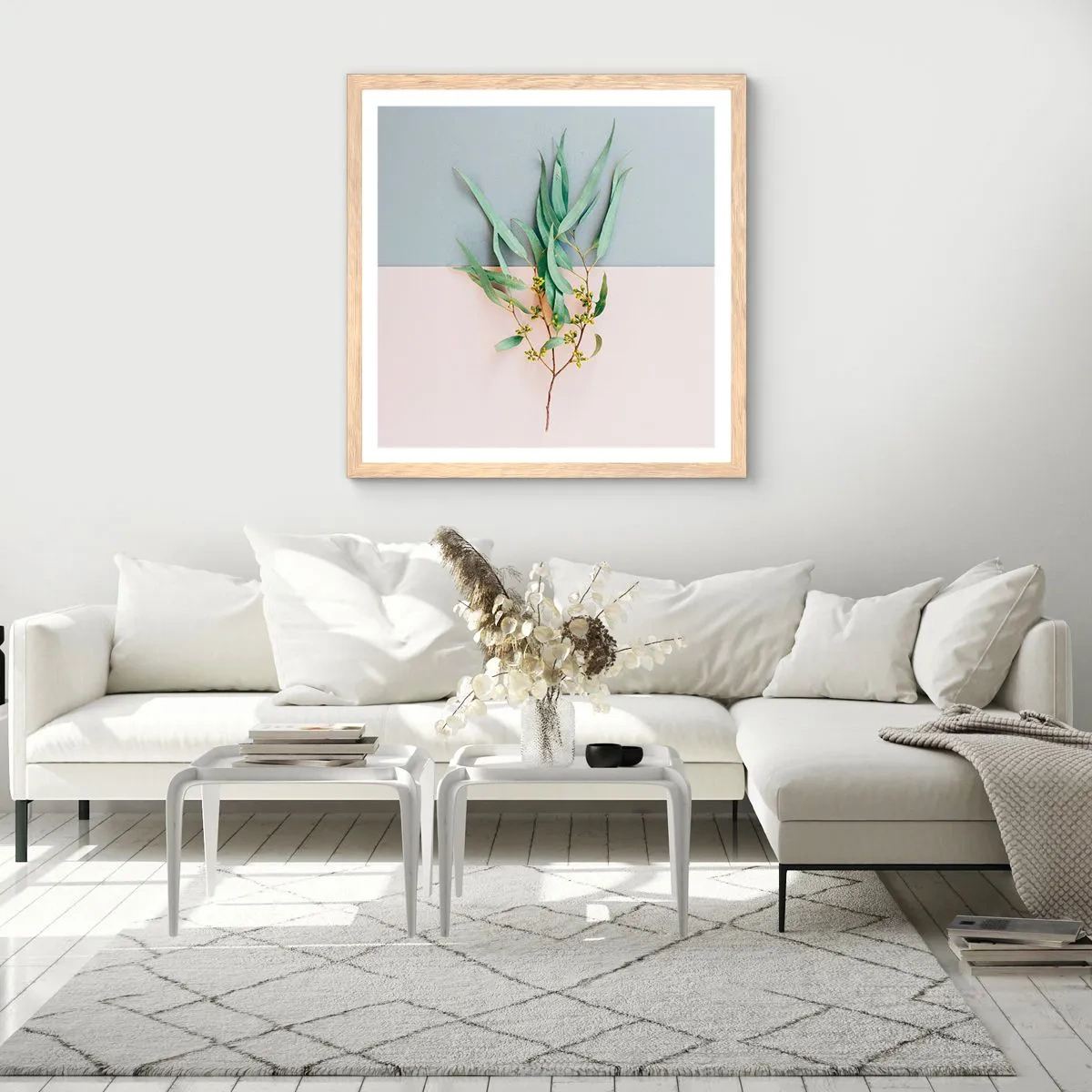Pôster com moldura de carvalho claro - Sutileza pastel - 30x30 cm