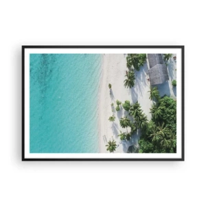 Pôster com moldura preta - Férias no paraíso - 100x70 cm