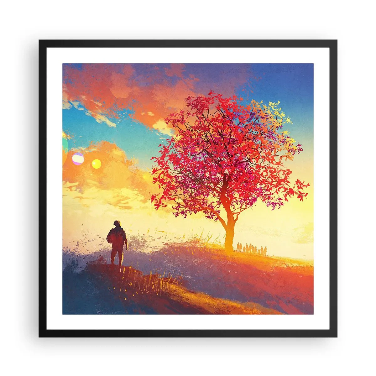 Pôster com moldura preta - O peregrino no seu destino - 60x60 cm