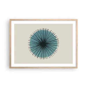 Pôster com moldura de carvalho claro - Radiante sobre o azul - 70x50 cm