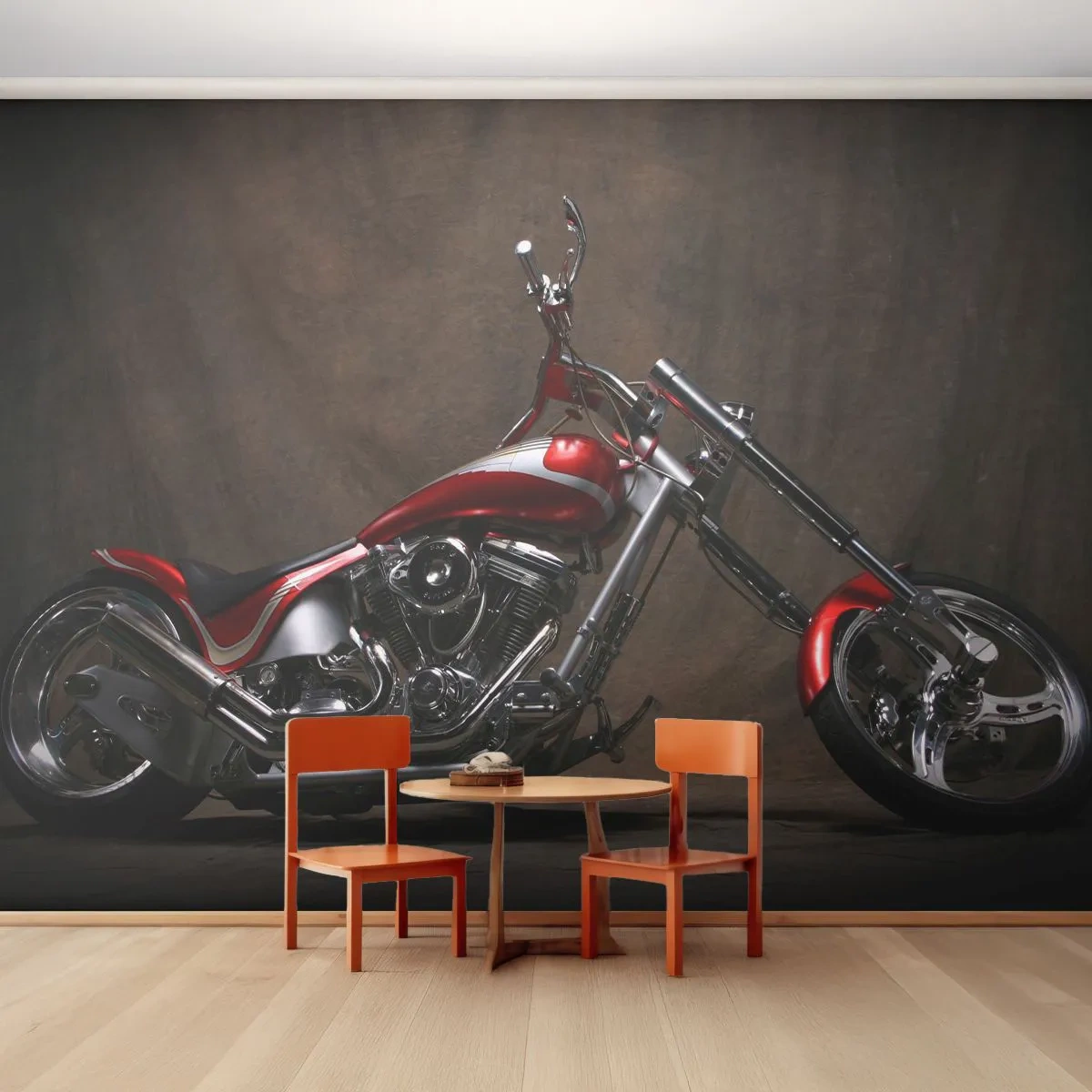 Papel de Parede Premium Sand - Beleza vermelho-prata - Moto, Helicóptero, Automotivo - 100x70 cm