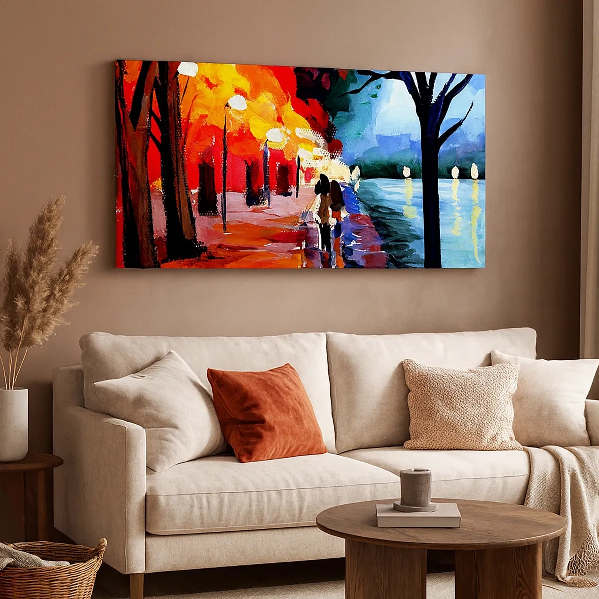 Quadro em tela - Outono ardente no parque - 30x30 cm