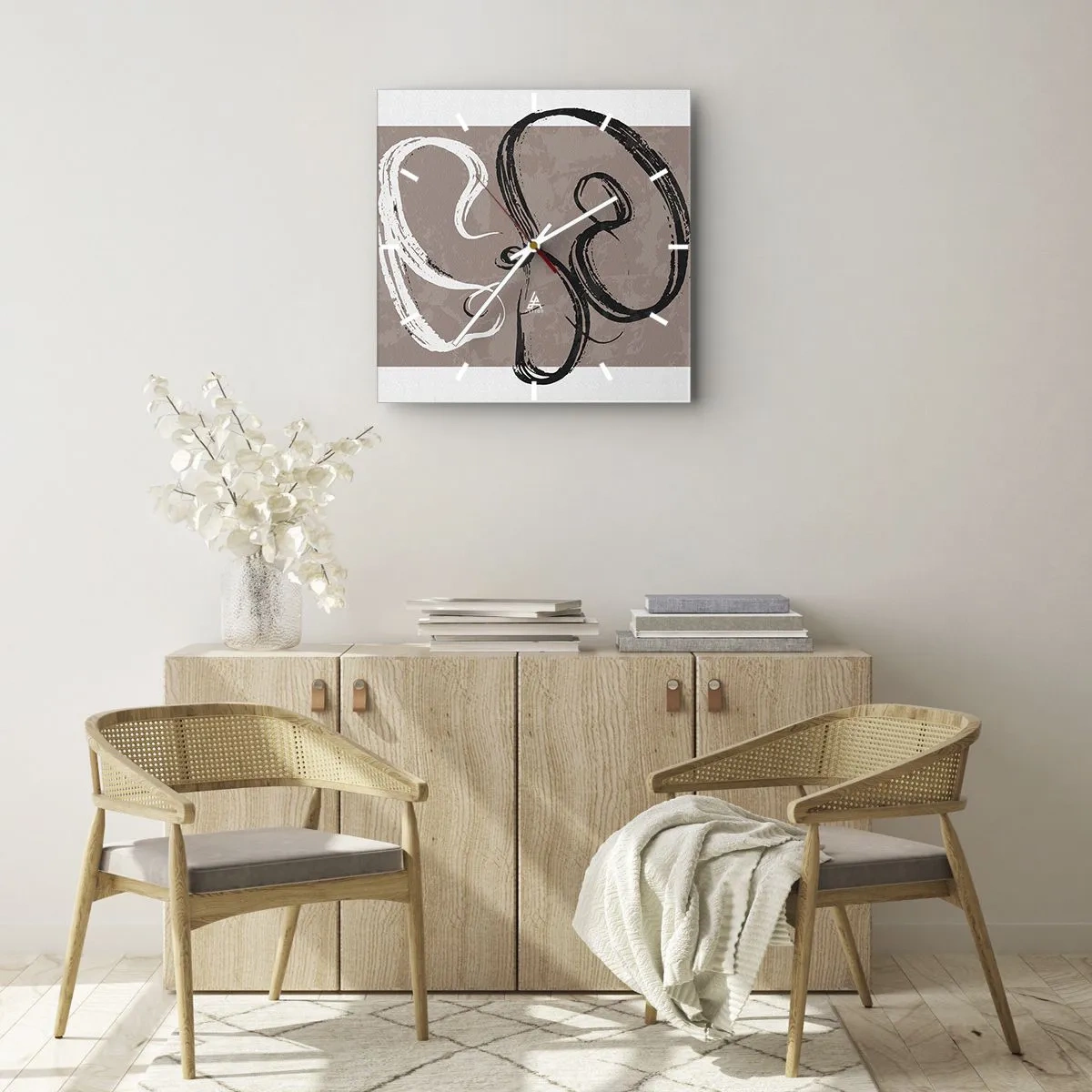 Relógio de parede - Relógio em vidro - Composição – a busca pela plenitude - 30x30 cm
