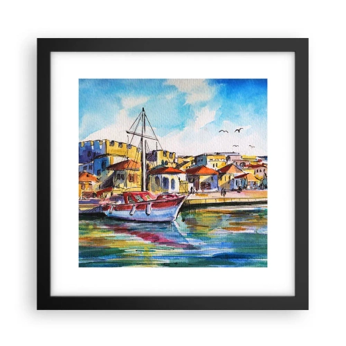 Pôster com moldura preta - Tarde de arco-íris - 30x30 cm