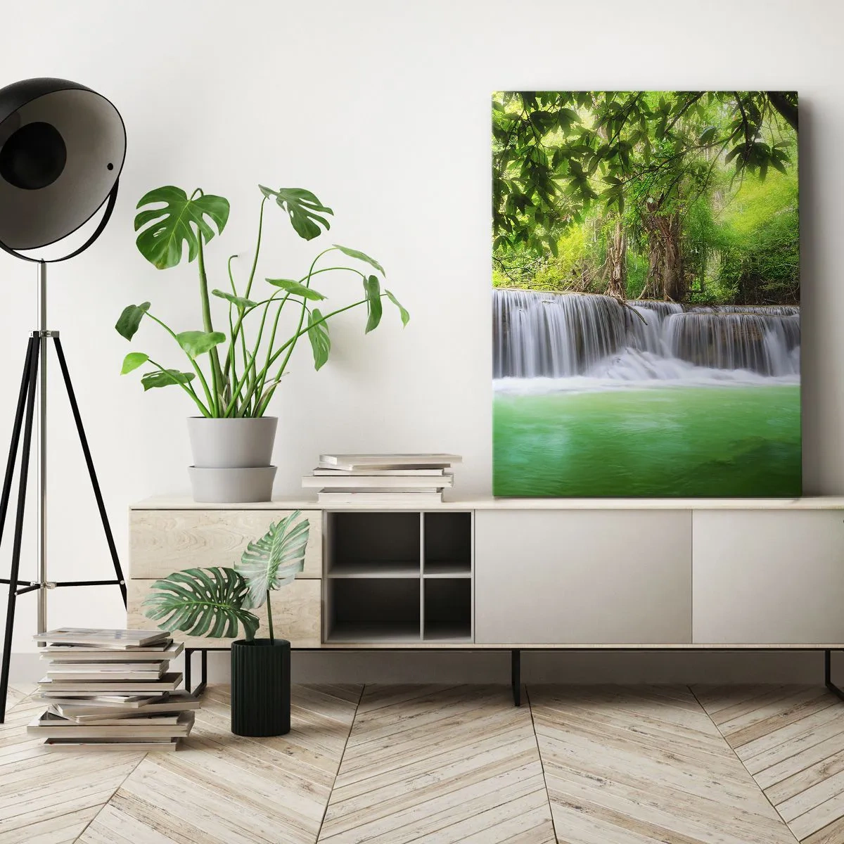 Quadro em tela - Cascata verde - 65x120 cm