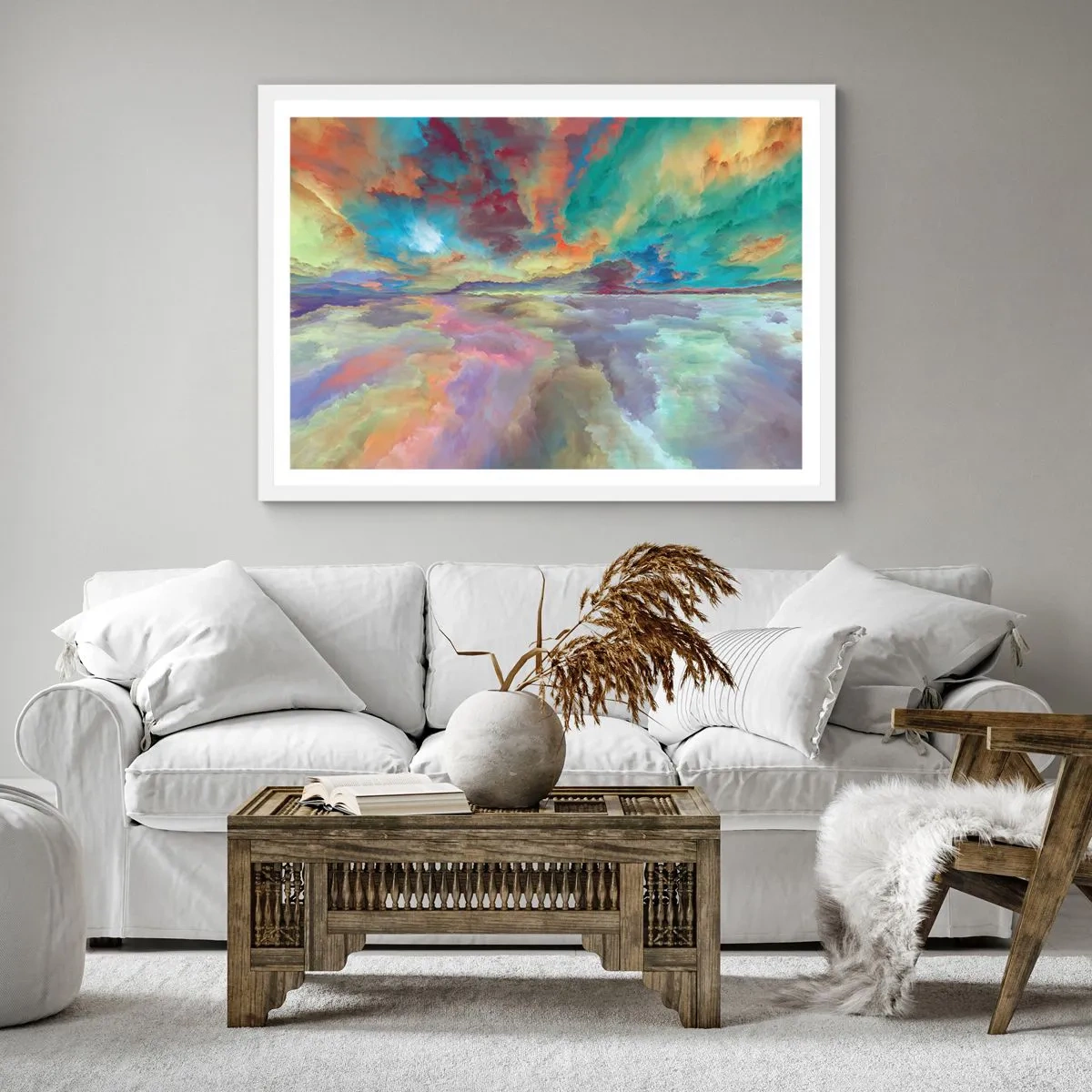 Pôster em moldura branca - Dois Céus - 50x50 cm