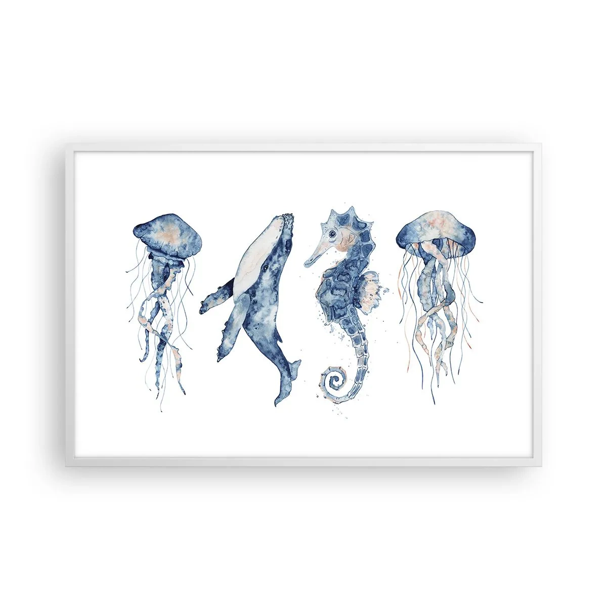 Pôster em moldura branca - Maravilhas do mar - 91x61 cm