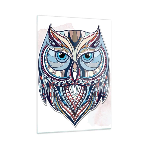 Quadro em vidro - Coruja ornamental requintada - 50x70 cm