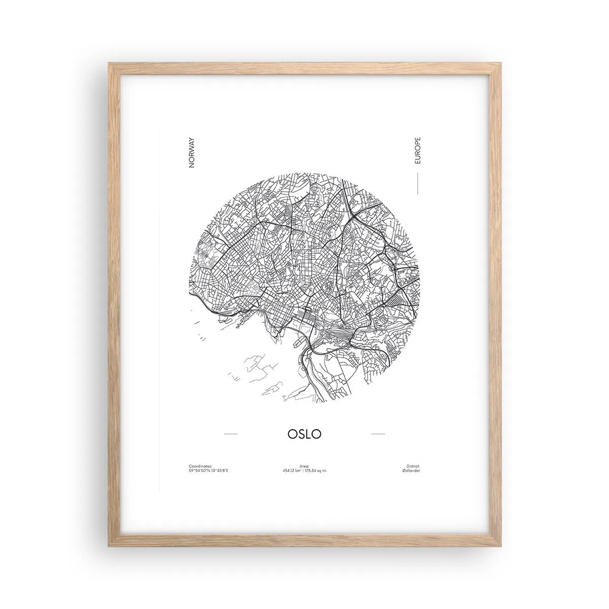 Pôster com moldura de carvalho claro - Anatomia de Oslo - 40x50 cm