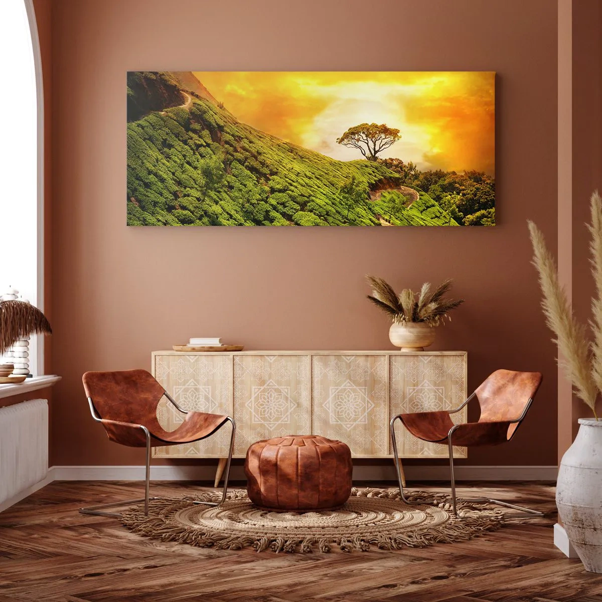 Quadro em tela - Um caminho sinuoso, uma encosta verde - 160x50 cm
