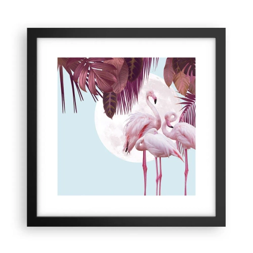 Pôster com moldura preta - Três graças de pássaros - 30x30 cm