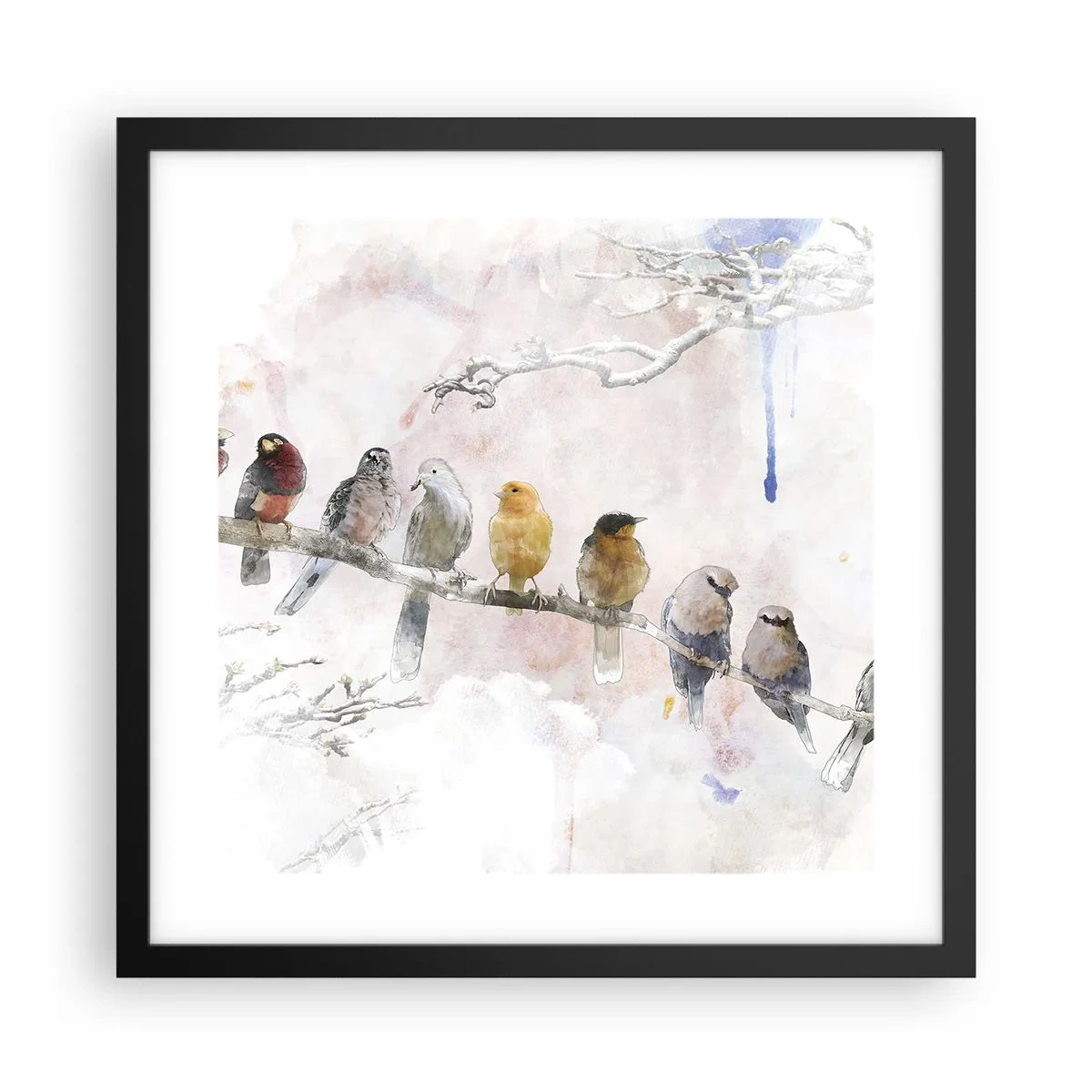 Pôster com moldura preta - Reunião alada - 40x40 cm