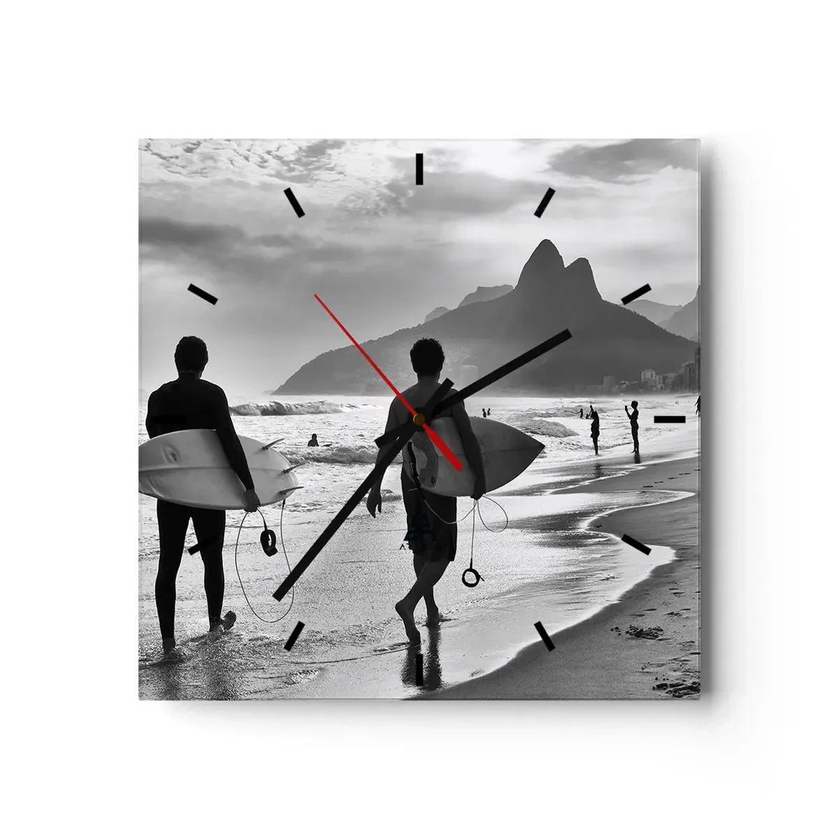 Relógio de parede - Relógio em vidro - Samba para uma onda - 30x30 cm