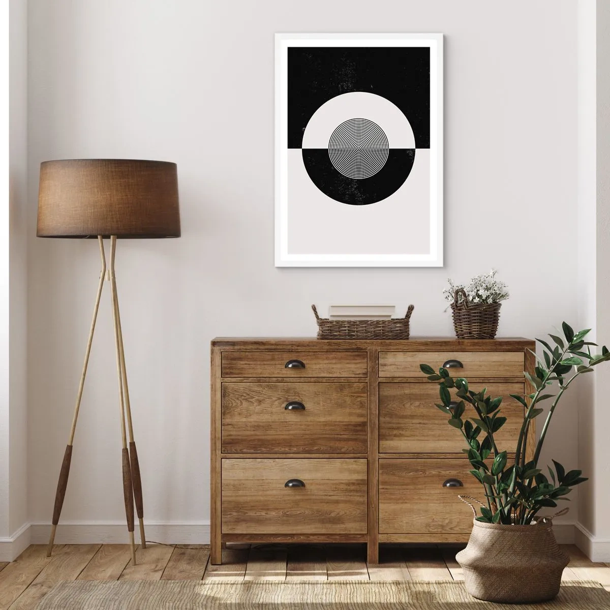 Pôster em moldura branca - Harmonia a preto e branco - 50x70 cm