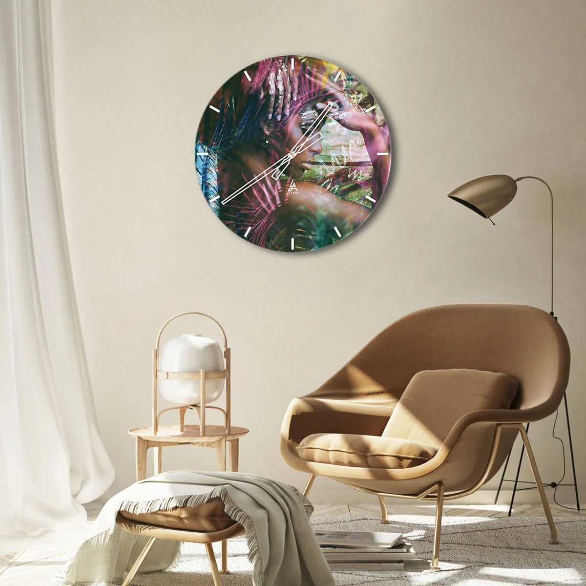 Relógio de parede - Relógio em vidro - Mãe Natureza na selva - 40x40 cm