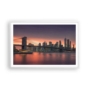 Pôster em moldura branca - Imersa no silêncio lilás - 91x61 cm