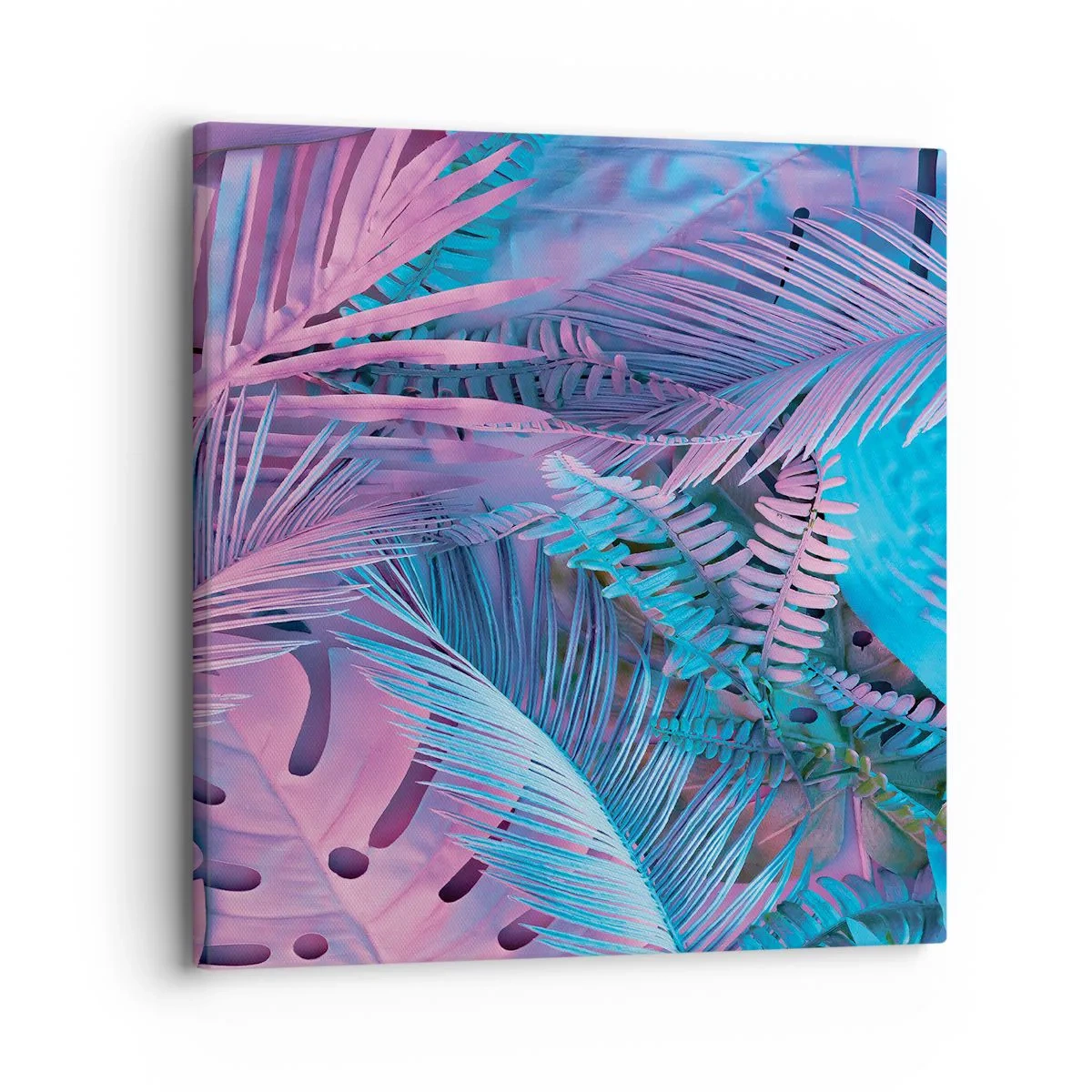 Quadro em tela - Trópicos em rosa e azul - 30x30 cm