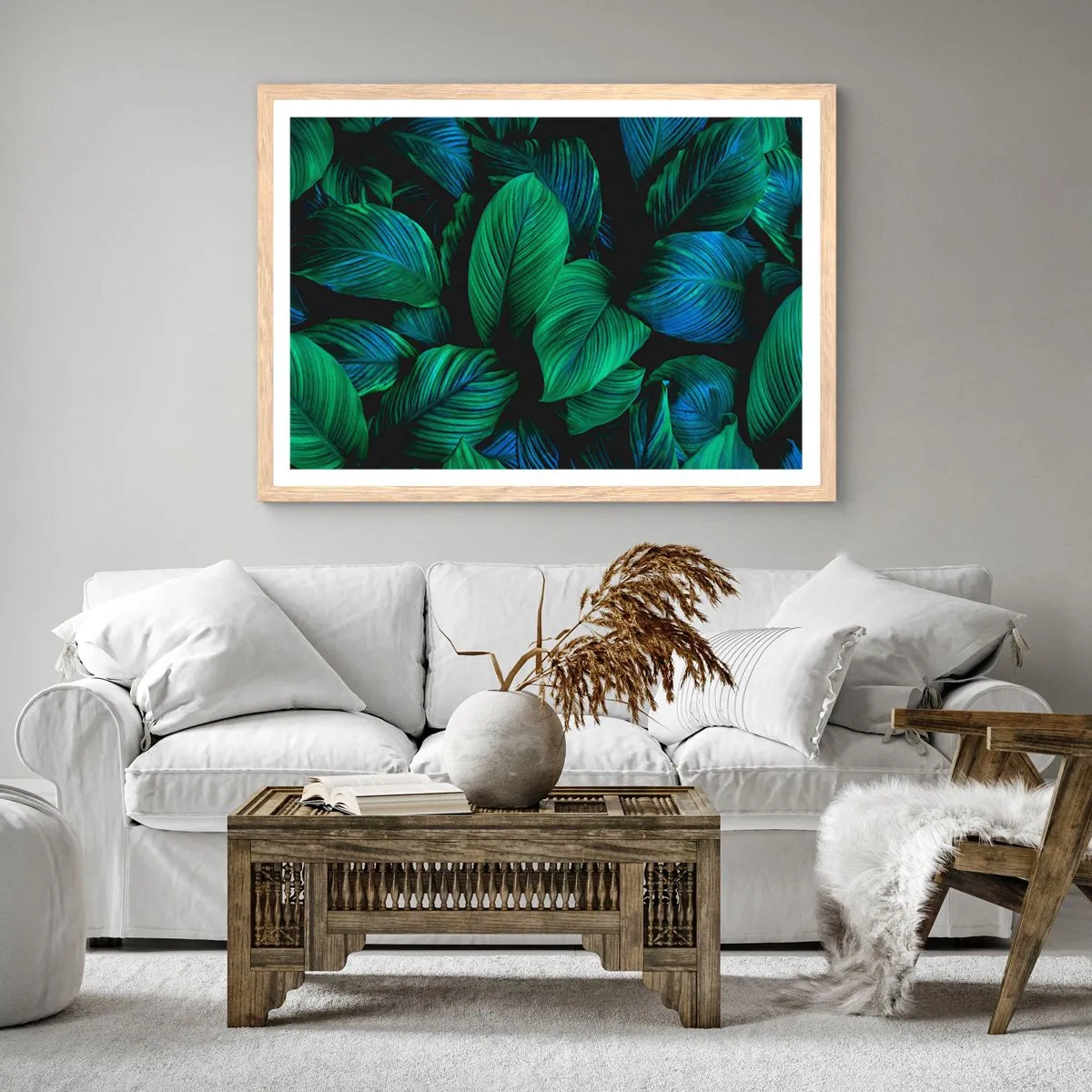 Pôster com moldura de carvalho claro - Na multidão verde - 40x30 cm