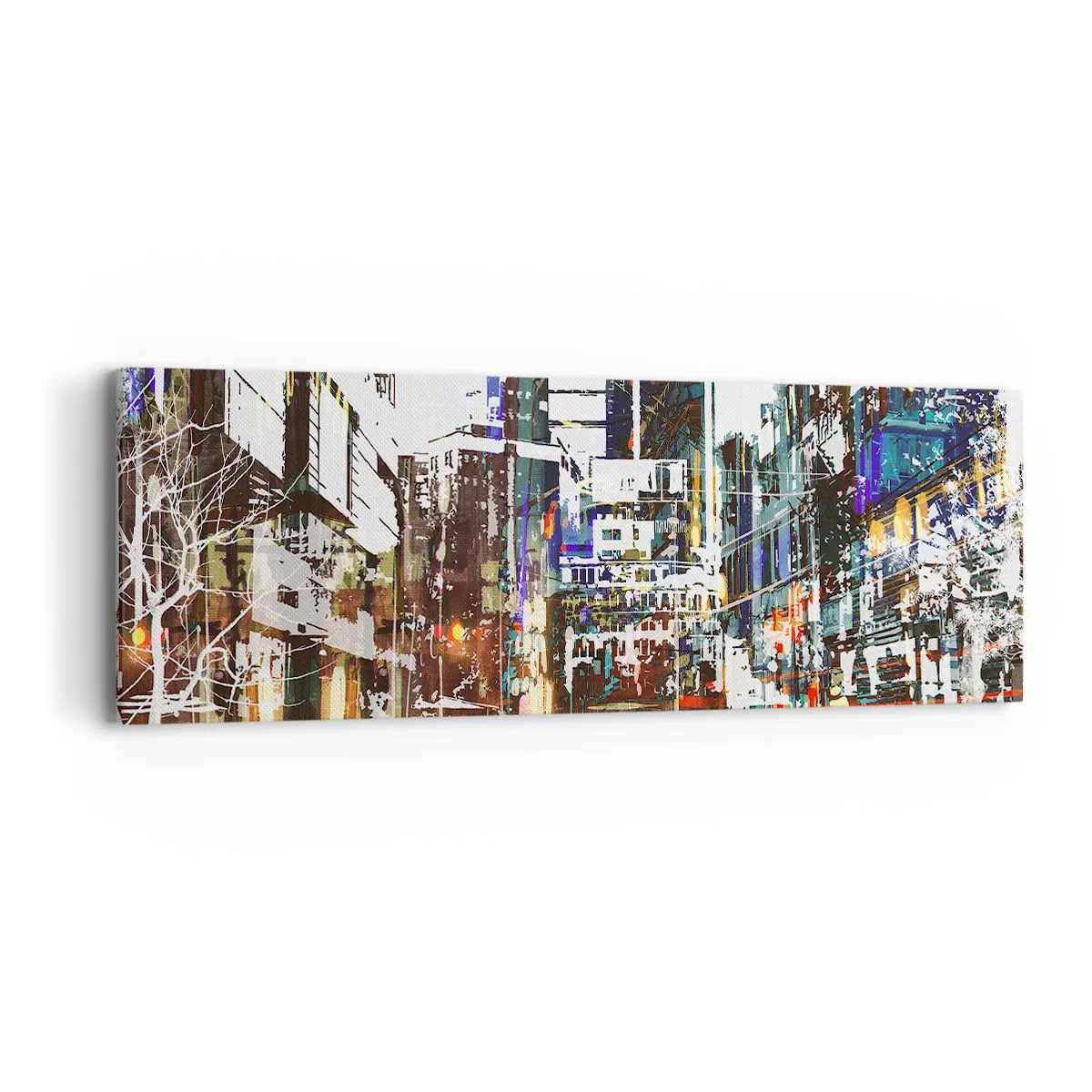 Quadro em tela - Cidade cintilante - 90x30 cm