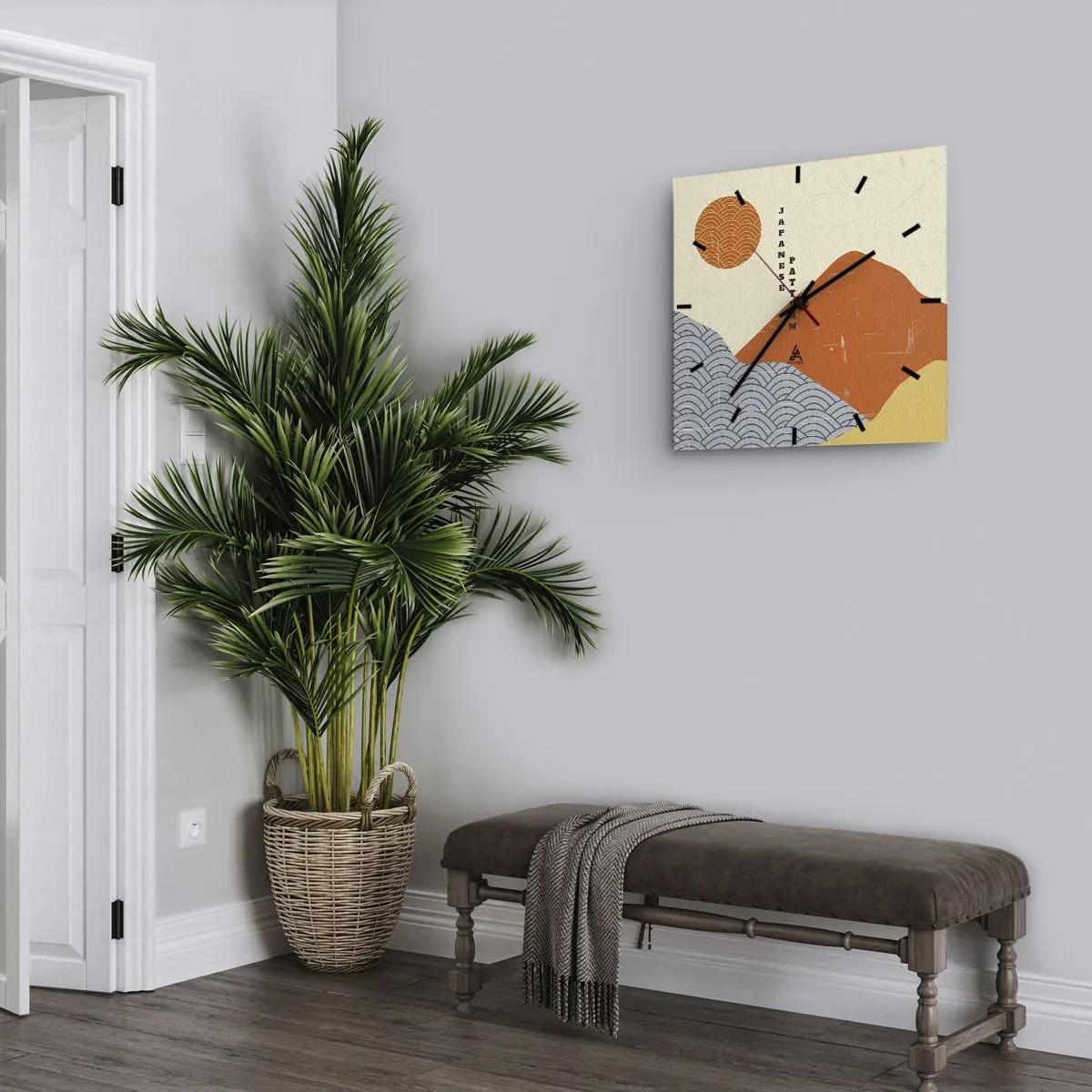 Relógio de parede - Relógio em vidro - No espírito japonês - 30x30 cm