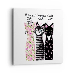 Quadro em tela - Os três gatos - 40x40 cm