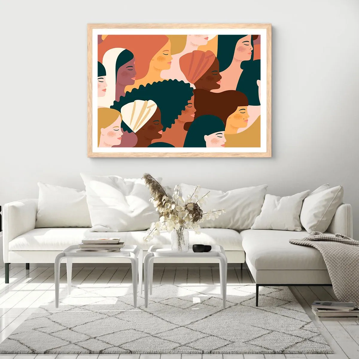 Pôster com moldura de carvalho claro - Apenas feminilidade - 91x61 cm