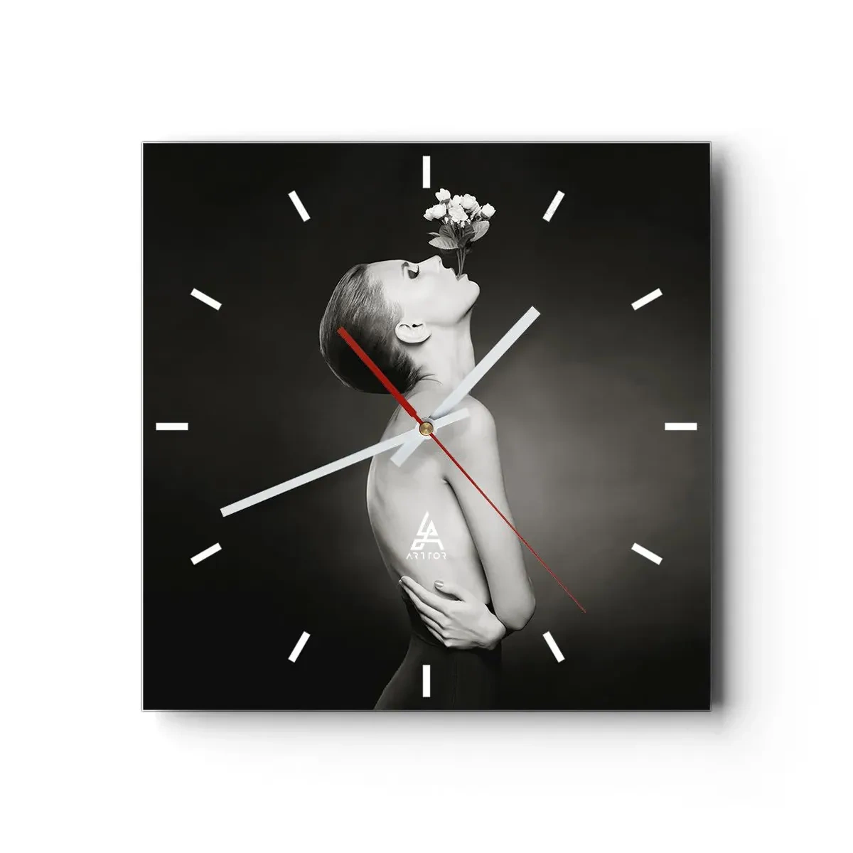 Relógio de parede - Relógio em vidro - Elegância excêntrica - 40x40 cm