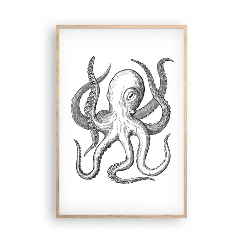 Pôster com moldura de carvalho claro - Dançando com as ondas - 61x91 cm