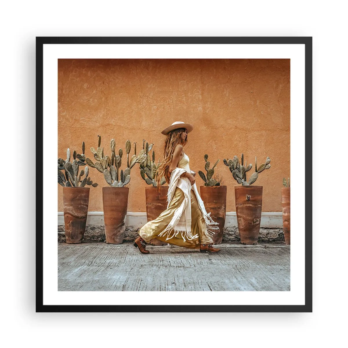 Pôster com moldura preta - Estilo hippie - 60x60 cm