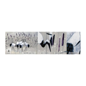 Amostra de papel de parede Premium Canvas - Entre os seus - Guindaste, Pássaro, Natureza - 100x30 cm