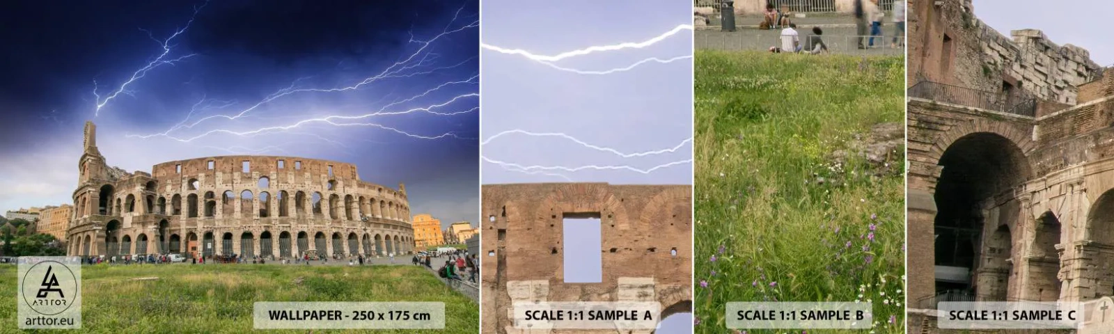 Amostra de Papel de Parede Standard Eco - Arena de combate - Arquitetura, Roma, Coliseu - 100x30 cm