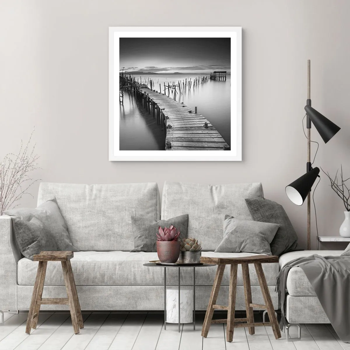 Pôster em moldura branca - A tranquilidade de uma costa esquecida - 30x30 cm