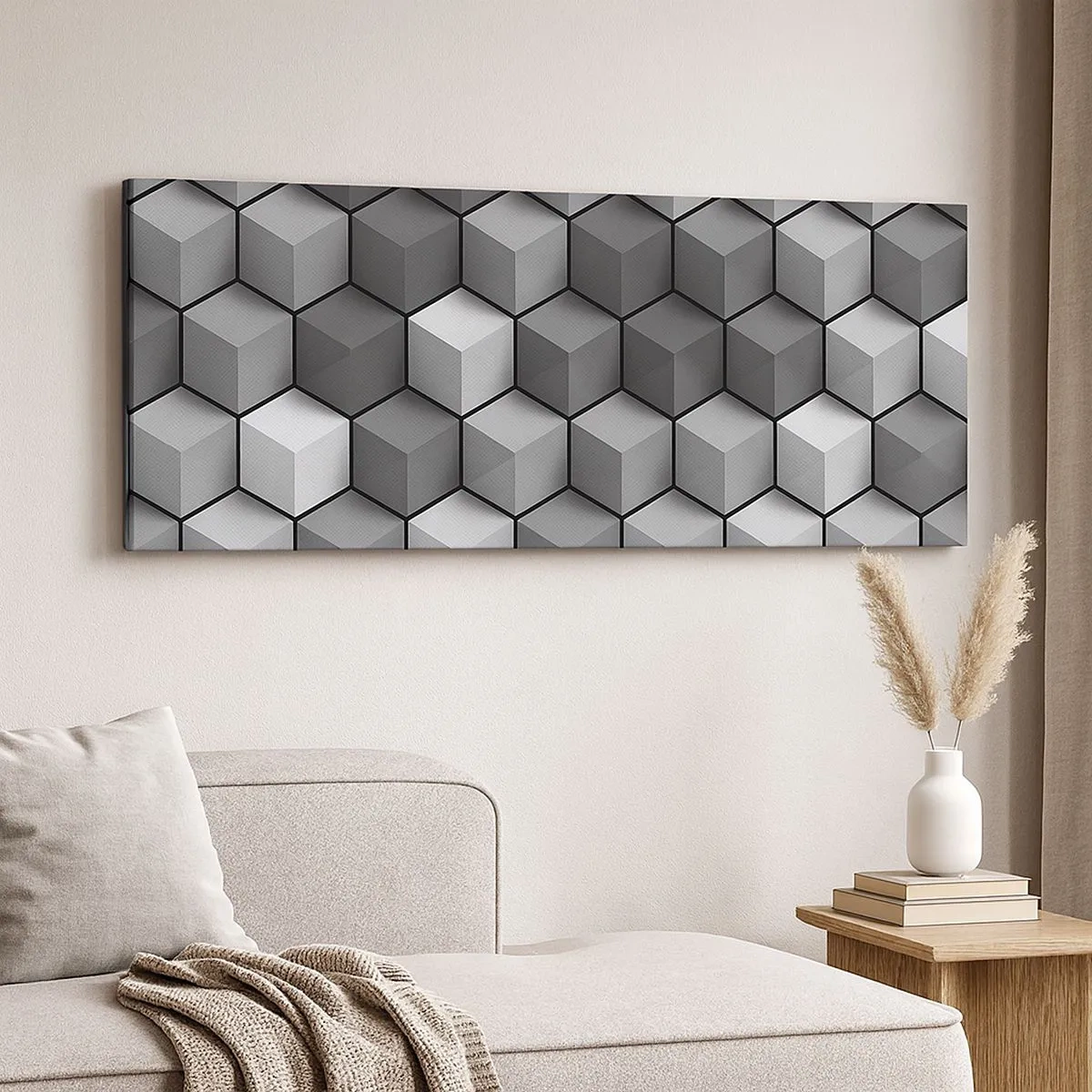 Quadro em tela - Quebra-cabeça cubista - 100x40 cm