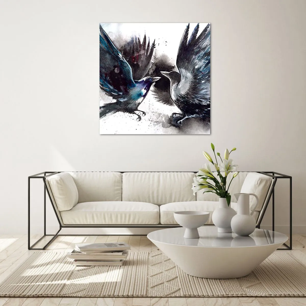 Quadro em vidro - De corvo a corvo... - 50x50 cm