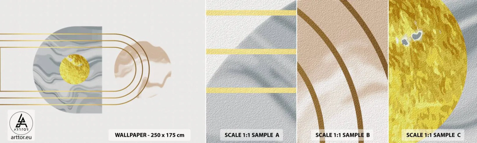 Amostra de papel de parede autocolante Deluxe Sticker - Brilho e claridade - Abstração, Pedaço, Gráficos - 100x30 cm