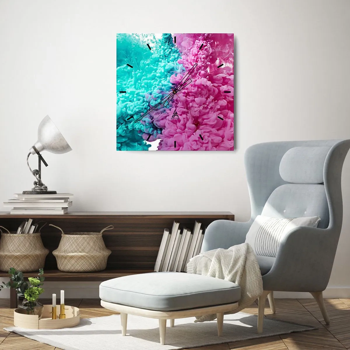 Relógio de parede - Relógio em vidro - Confronto decisivo - 40x40 cm