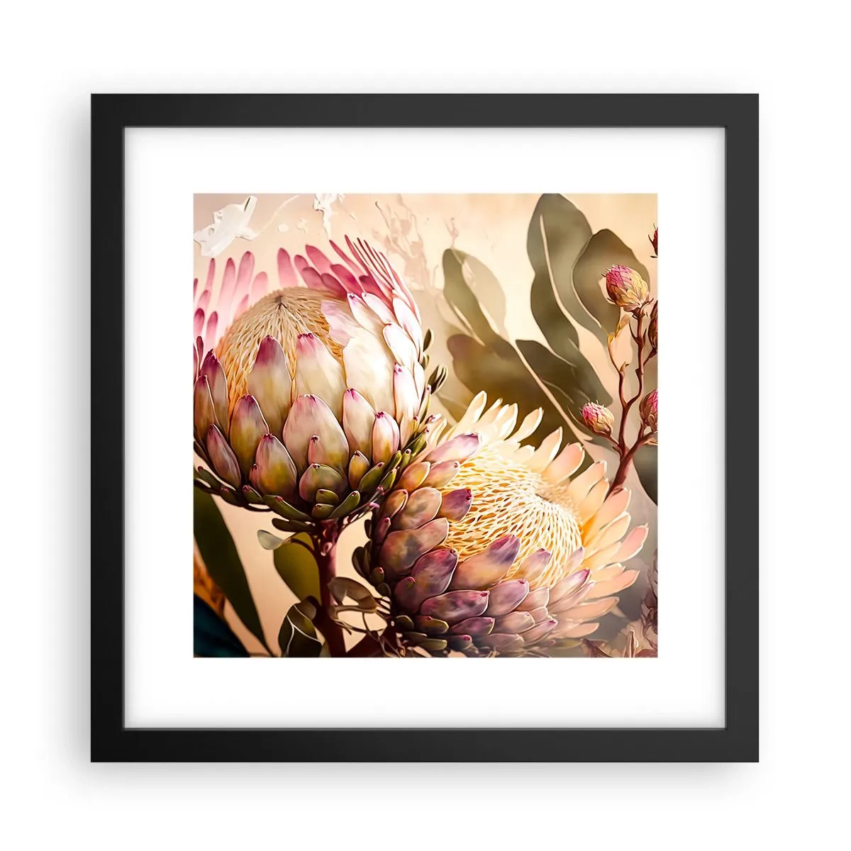 Pôster com moldura preta - Abraçado com ternura - 30x30 cm