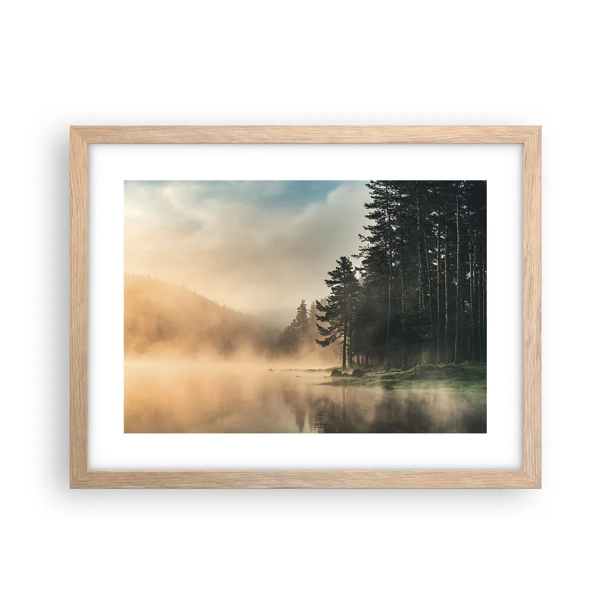 Pôster com moldura de carvalho claro - O nascimento do dia - 40x30 cm