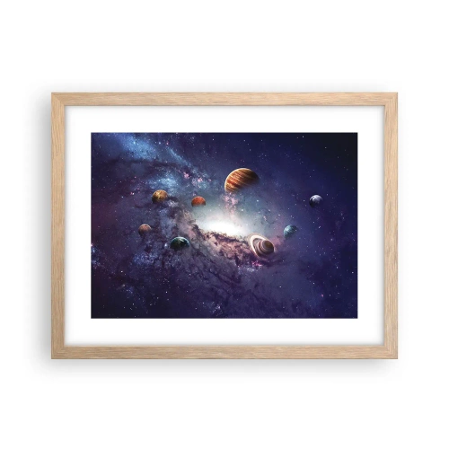 Pôster com moldura de carvalho claro - Sistema da dança solar  - 40x30 cm