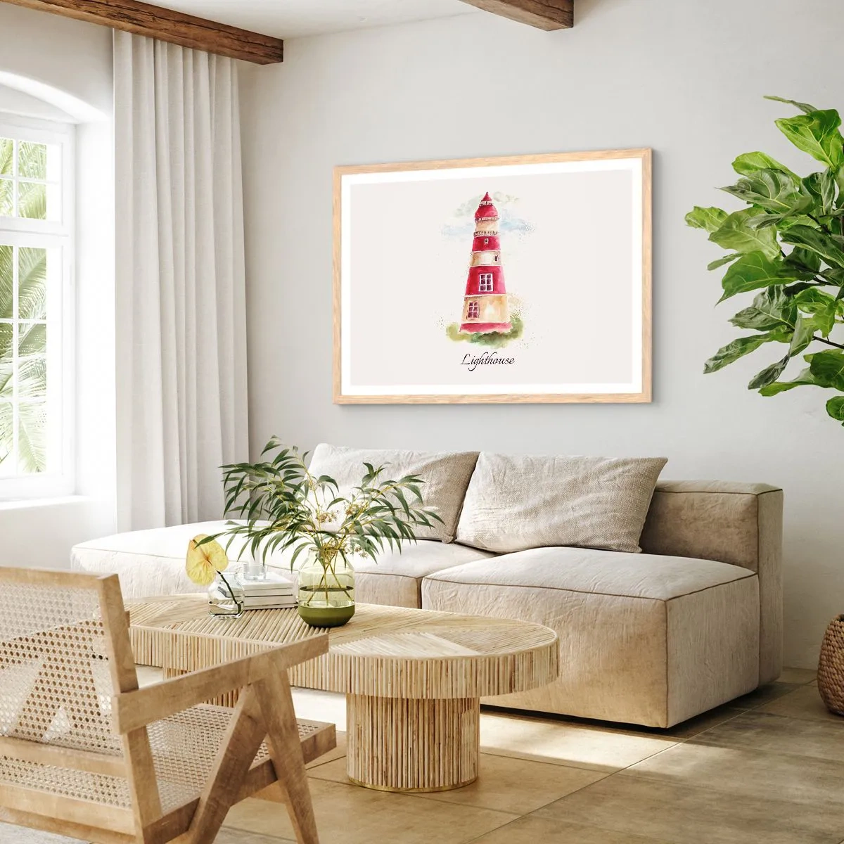 Pôster com moldura de carvalho claro - Sempre há clima - 91x61 cm