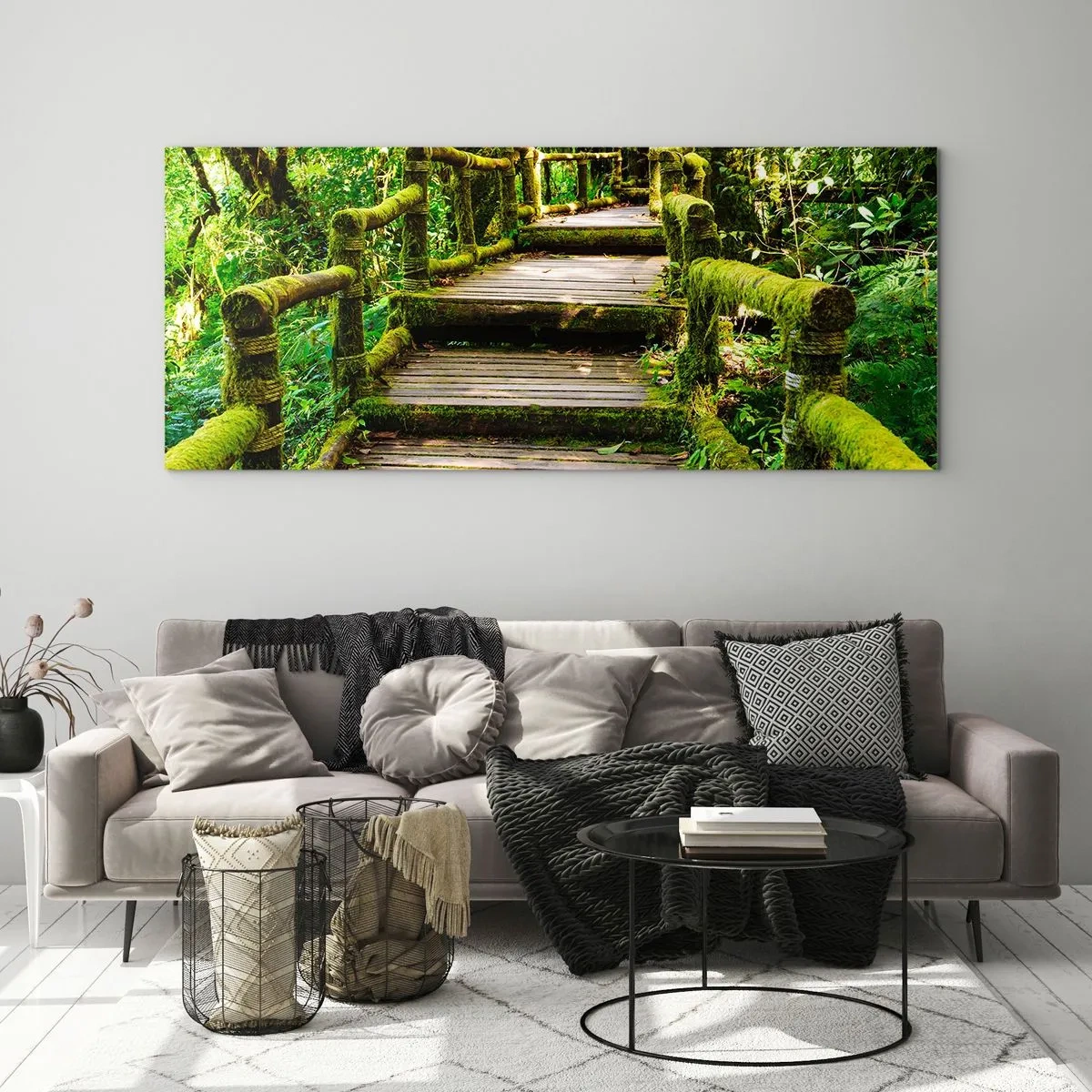 Quadro em vidro - Corredor de vegetação - 90x30 cm
